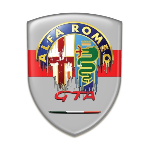 Alfa Romeo Emblem Badge Logo Grey with Red tape Background GTA Style 