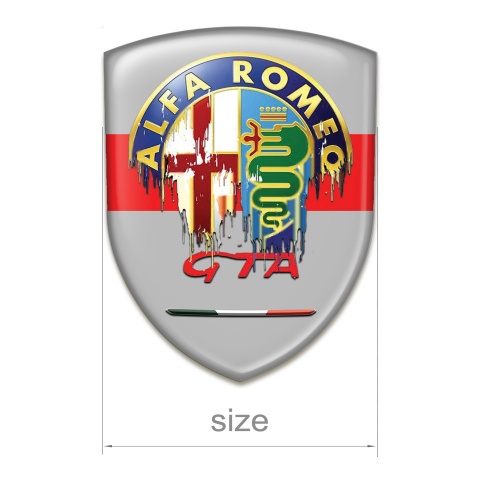 Alfa Romeo Emblem Badge Logo Grey with Red tape Background GTA Style 