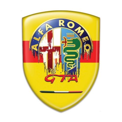 Alfa Romeo GTA Tuning Emblem Yellow with Red Tape Base Dripping logo 