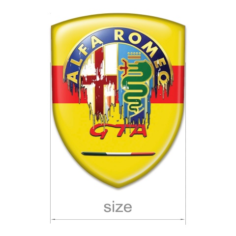 Alfa Romeo GTA Tuning Emblem Yellow with Red Tape Base Dripping logo 