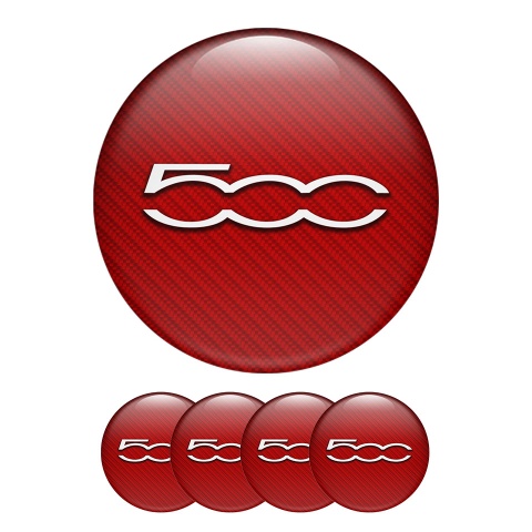 Fiat  Abarth Center Hub Dome Stickers Red Printed Carbon 