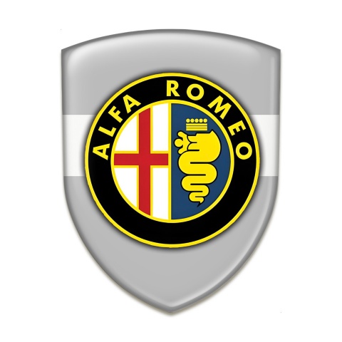 Alfa Romeo Resin Sticker Grey Design with White Tape 