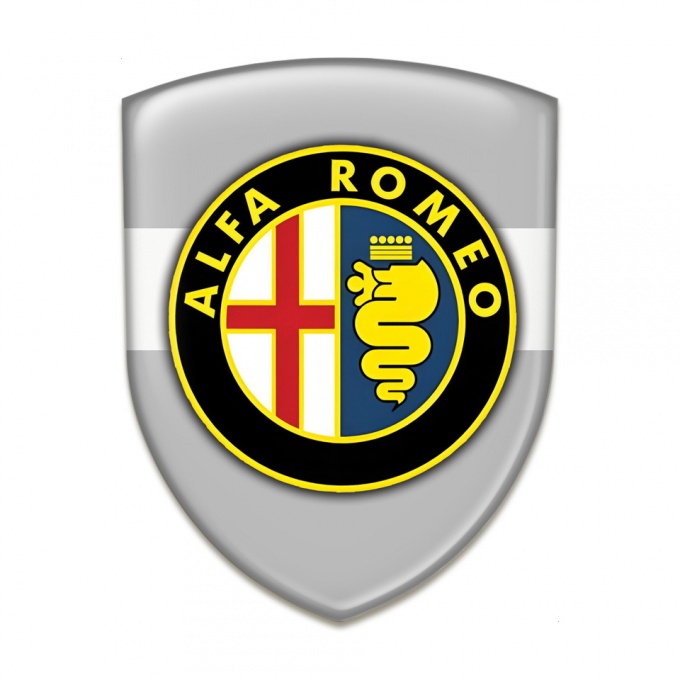Alfa Romeo Resin Sticker Grey Design with White Tape 
