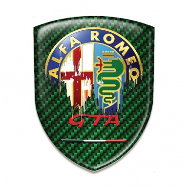Alfa Romeo 3D Gel Emblem Green Carbon GTA Style 