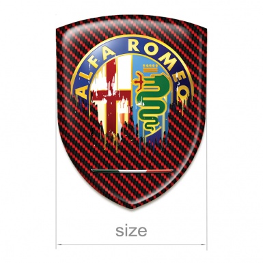 Alfa Romeo Self Adhesive Car logo Emblem Red Carbon Version 