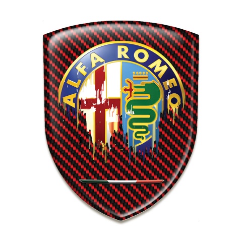 Alfa Romeo Self Adhesive Car logo Emblem Red Carbon Version 