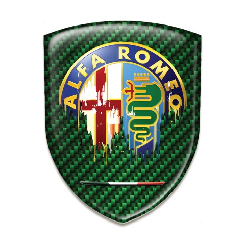 Alfa Romeo Silicone Car Decal Badge Green Carbon Version 