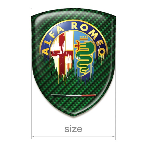 Alfa Romeo Silicone Car Decal Badge Green Carbon Version 