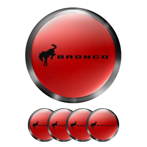 Ford Bronco Wheel Emblems for Center Caps Red Gradient Ring