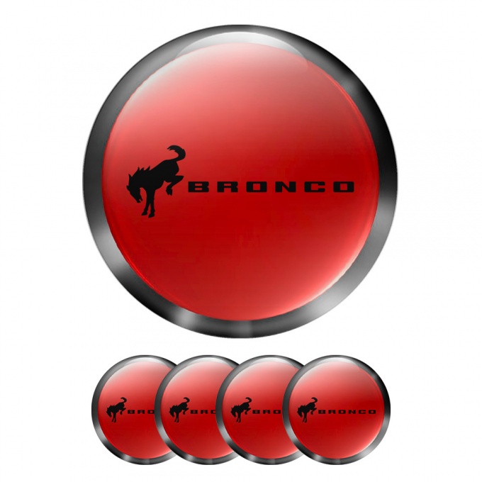 Ford Bronco Wheel Emblems for Center Caps Red Gradient Ring