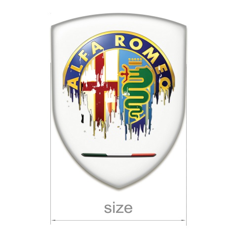 Alfa Romeo Resin Sticker White Background Painted Logo Style 