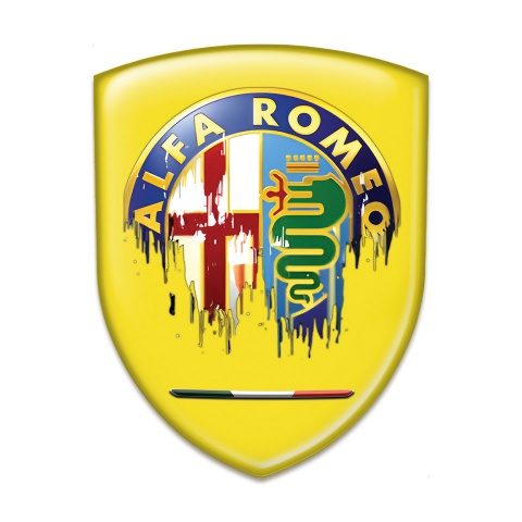 Alfa Romeo Emblem Exterior Yellow Base Painted Logo Style 