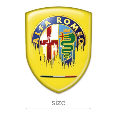 Alfa Romeo Emblem Exterior Yellow Base Painted Logo Style 
