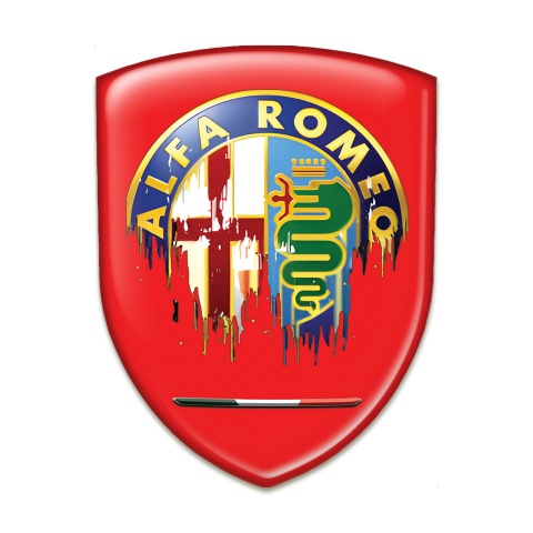 Alfa Romeo Tuning Emblem Red Background Painted Logo Style 
