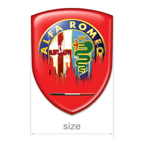 Alfa Romeo Tuning Emblem Red Background Painted Logo Style 