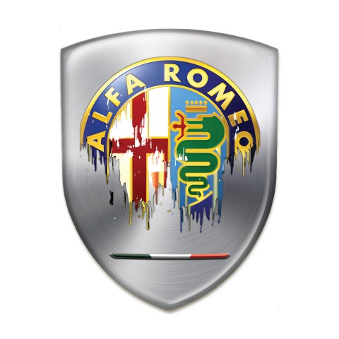 Alfa Romeo Domed Emblem Metallic base Painted Logo
