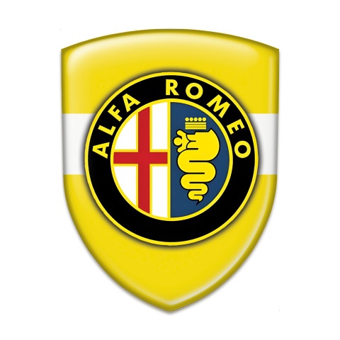 Alfa Romeo Self Adhesive Car logo Emblem Yellow Base with White Band Design 