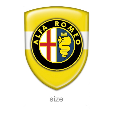 Alfa Romeo Self Adhesive Car logo Emblem Yellow Base with White Band Design 