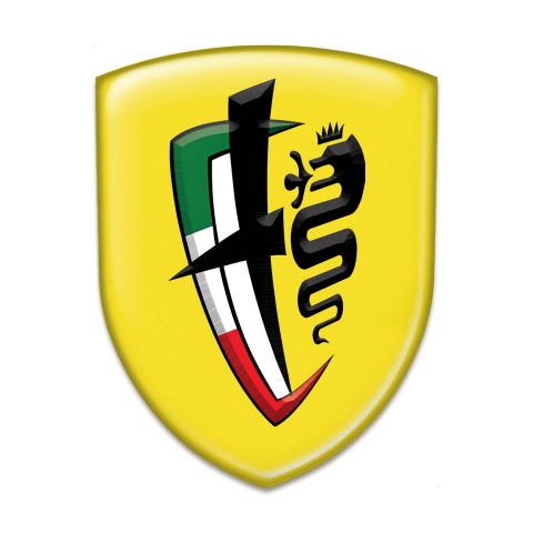 Alfa Romeo Silicone Car Decal Badge Yelloow Base New Logo Style 