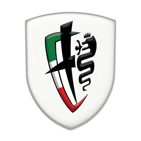 Alfa Romeo Silicone Badge White Print New Logo Style 