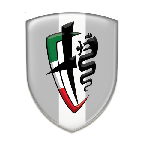 Alfa Romeo Silicone Emblem Grey with White Ribbon Variant 