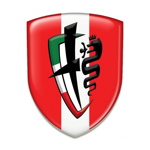 Alfa Romeo Resin Sticker red with White Ribbon Design 