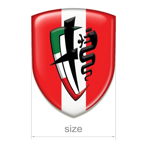 Alfa Romeo Resin Sticker red with White Ribbon Design 