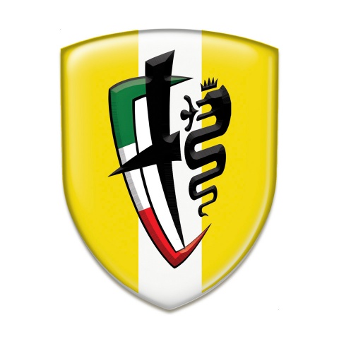 Alfa Romeo Tuning Emblem Yellow with White Ribbon Design 
