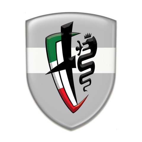 Alfa Romeo Self Adhesive Car logo Emblem Grey Base with White Band Variant