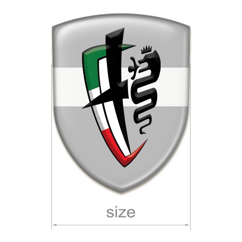 Alfa Romeo Self Adhesive Car logo Emblem Grey Base with White Band Variant
