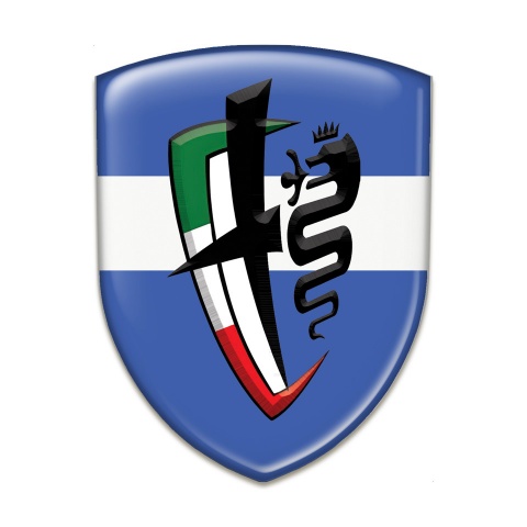 Alfa Romeo Silicone Car Decal Badge Blue with White Band Variant