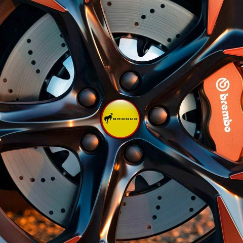 Ford Bronco Wheel Emblems for Center Caps Yellow Red Ring