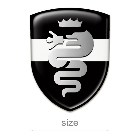Alfa Romeo Silicone Emblem Black with White Ribbon Base Retro Logo Style 