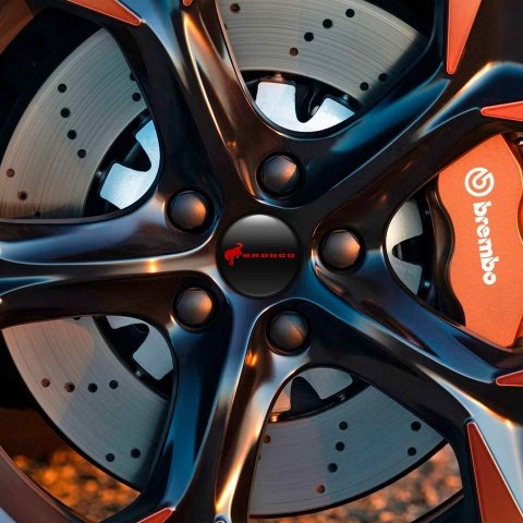Ford Bronco Wheel Emblem for Center Caps Black Red logo