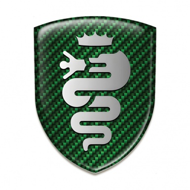 Alfa Romeo Silicone Car Decal Badge Green Carbon Design Old Style Logo 