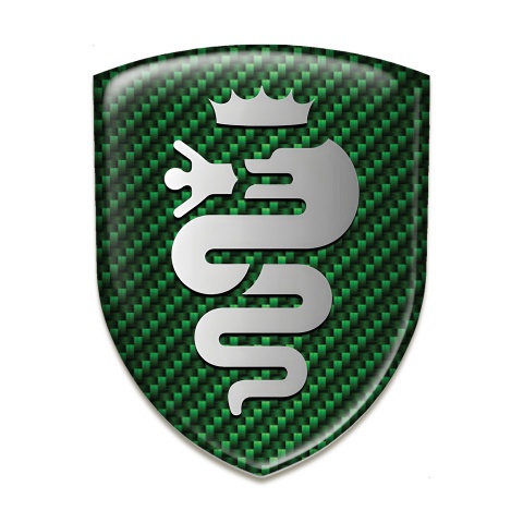 Alfa Romeo Silicone Car Decal Badge Green Carbon Design Old Style Logo 