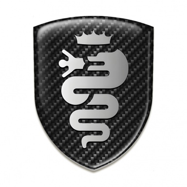 Alfa Romeo Silicone Badge Dark Carbon Design Grey Logo 
