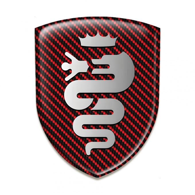 Alfa Romeo Emblem Badge Logo Red Carbon Design Retro Logo style 