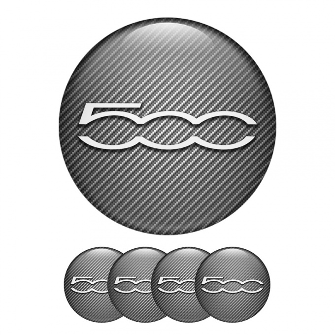 Fiat Abarth 500 Silicone Stickers Center Hub Carbon Printed