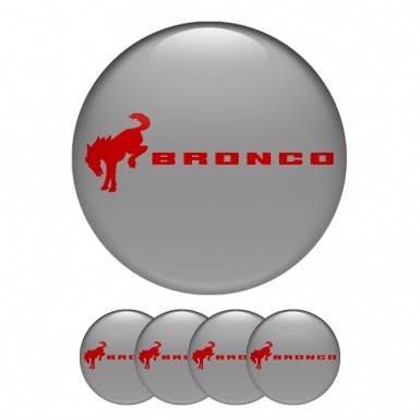 Ford Bronco Wheel Emblem for Center Caps Grey Red logo