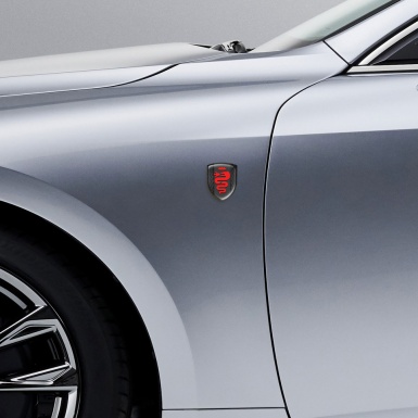 Alfa Romeo Tuning Emblem Perforated Steel and Red Logo 