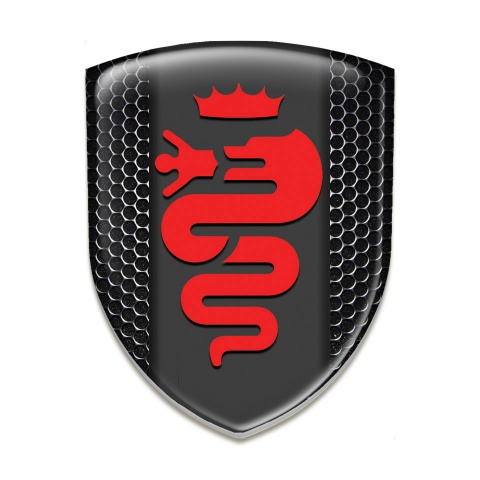 Alfa Romeo Tuning Emblem Perforated Steel and Red Logo 
