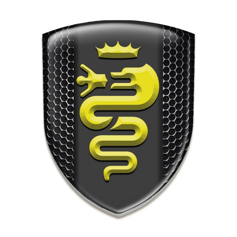 Alfa Romeo Resin Sticker Perforated Steel design Yelow Logo 