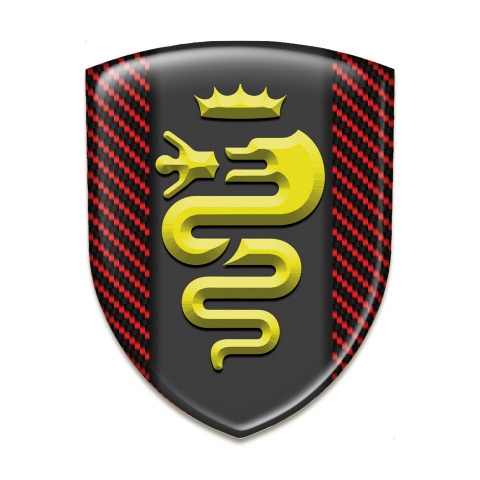 Alfa Romeo 3D Gel Emblem Red Carbon Design Yellow Retro Logo 