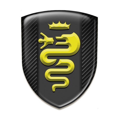 Alfa Romeo Tuning Badge  dark Carbon Design Yellow Logo 