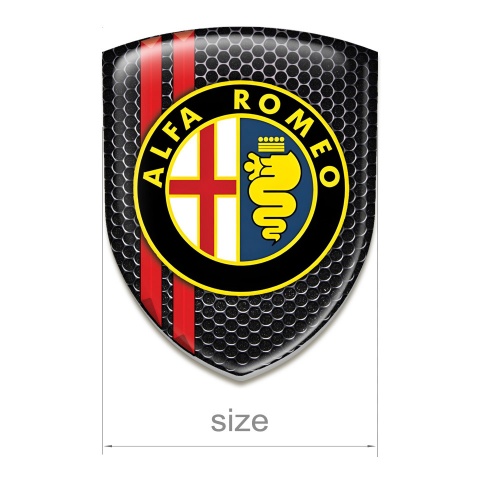 Alfa Romeo Emblem Interior Perforated Steel With Red Lines Base Classic Logo