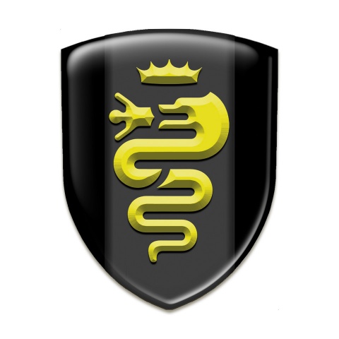 Alfa Romeo Self Adhesive Car logo Emblem Black Design Yellow Logo 