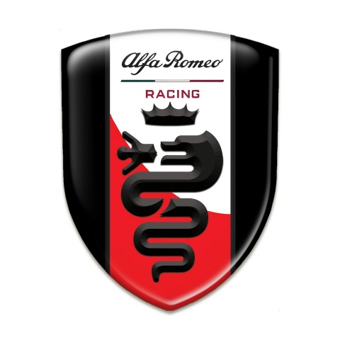 Alfa Romeo Car Interior Badge Black Base Red and White Ribbon Logo 