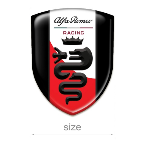 Alfa Romeo Car Interior Badge Black Base Red and White Ribbon Logo 