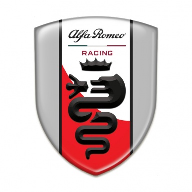 Alfa Romeo Silicone Car Decal Badge Grey Base Red and White Ribbon Logo 